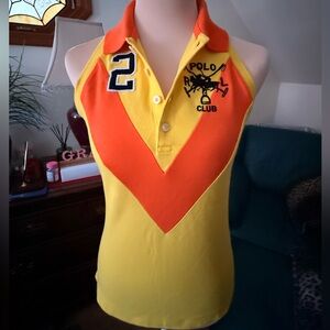 Ralph Lauren Women’s Yellow and Orange Polo Shirt